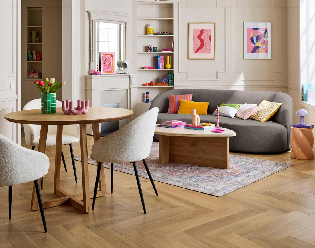 Canapé 3 places en velours texturé Polaris