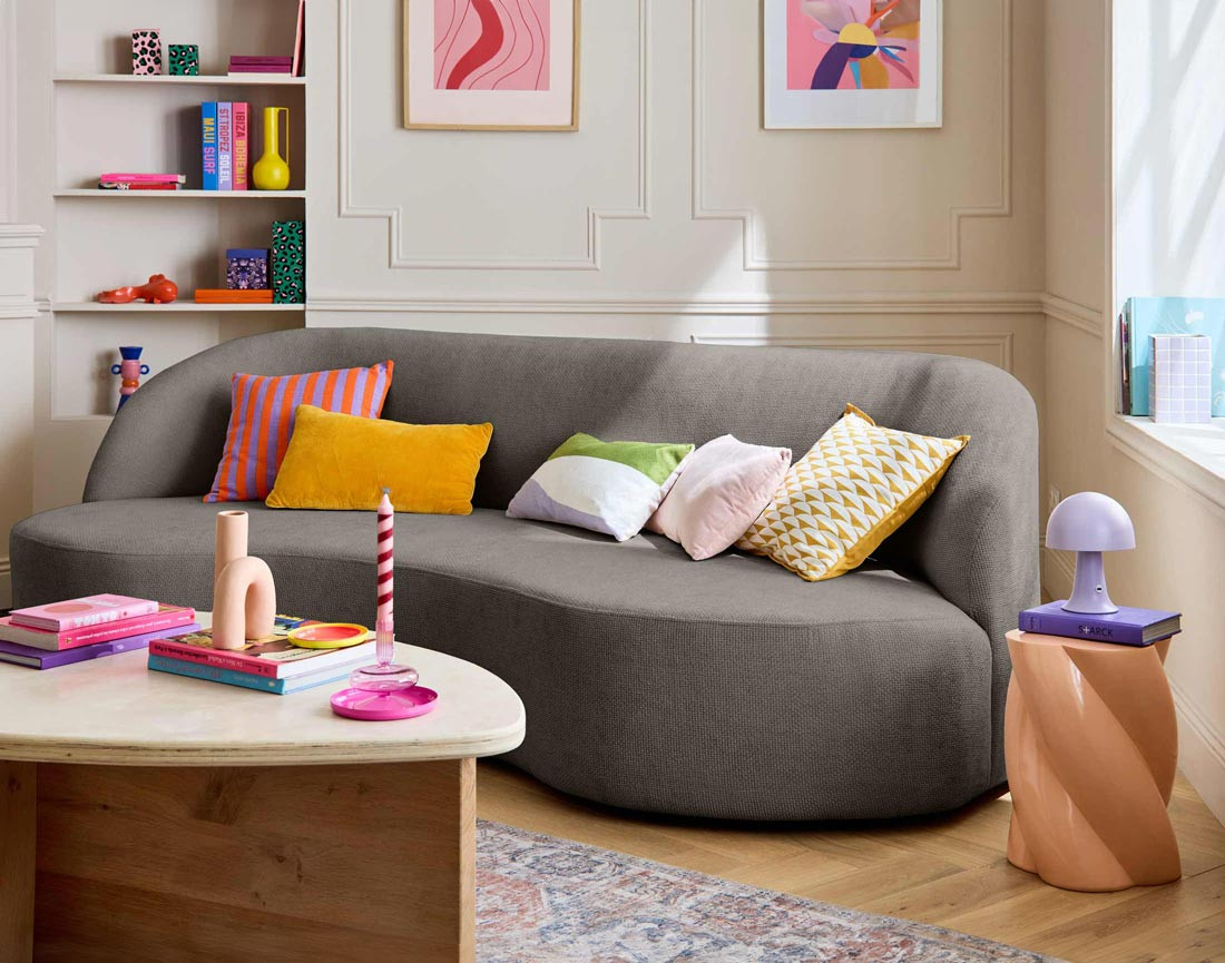 Canapé 3 places en velours texturé Polaris