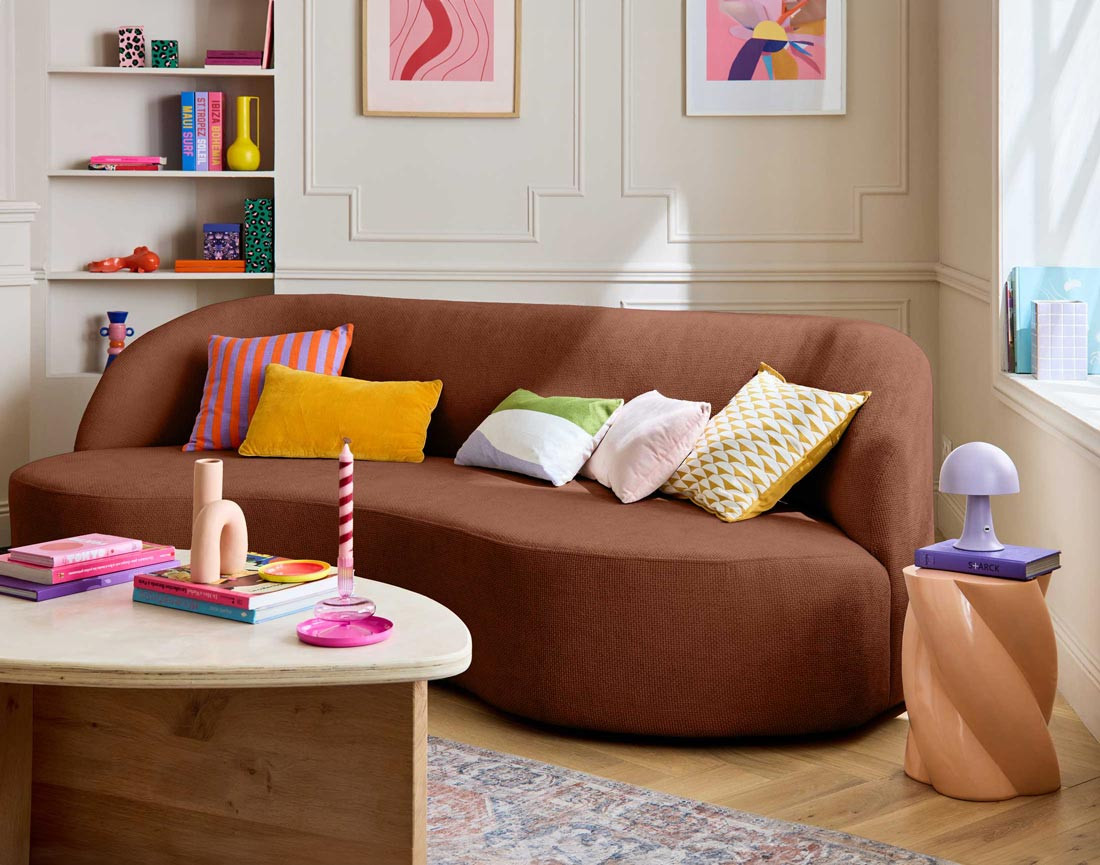 Canapé 3 places en velours texturé Polaris