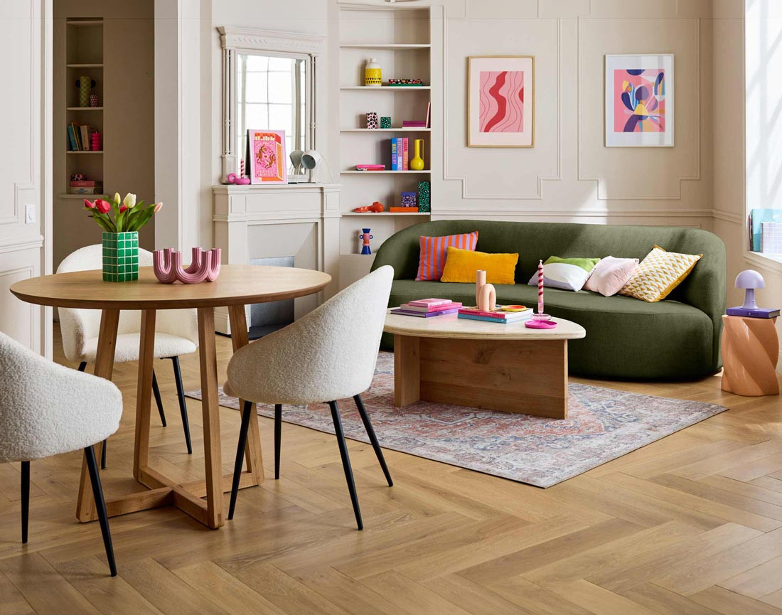 Canapé 3 places en velours texturé Polaris