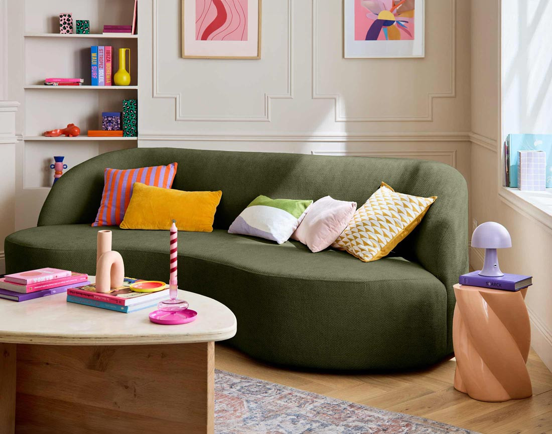 Canapé 3 places en velours texturé Polaris