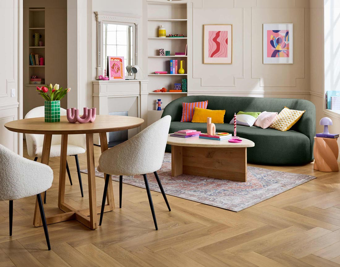 Canapé 3 places en velours texturé Polaris