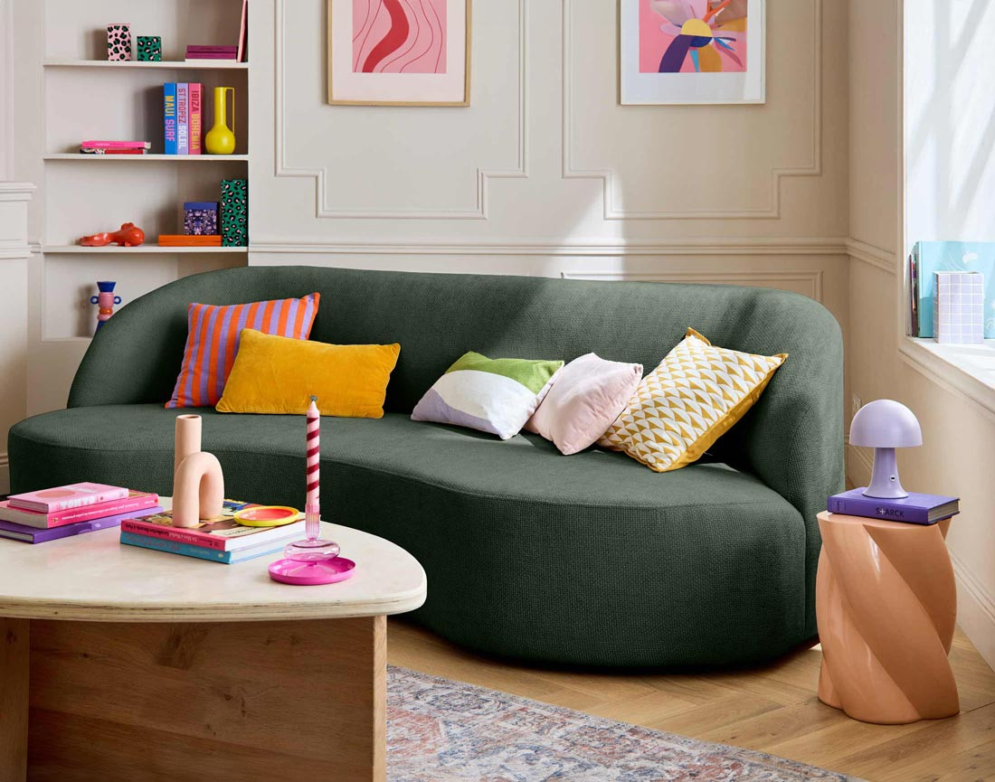 Canapé 3 places en velours texturé Polaris