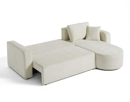 Canapé d'angle réversible 4 places convertible avec coffre en velours texturé Miro