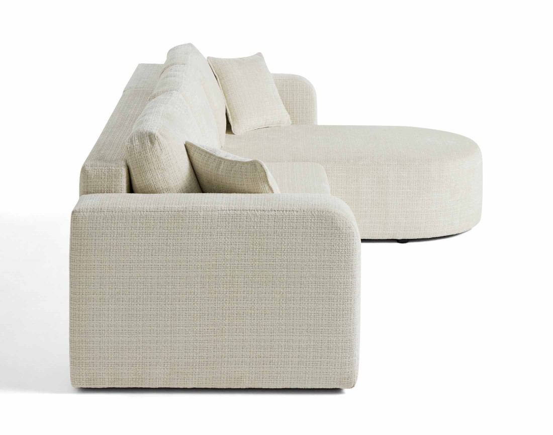 Canapé d'angle réversible 4 places convertible avec coffre en velours texturé Miro