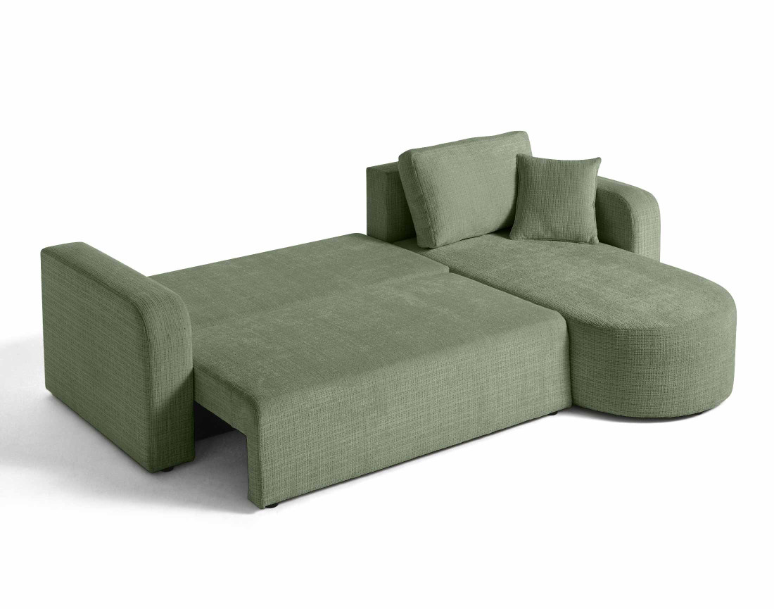 Canapé d'angle réversible 4 places convertible avec coffre en velours texturé Miro