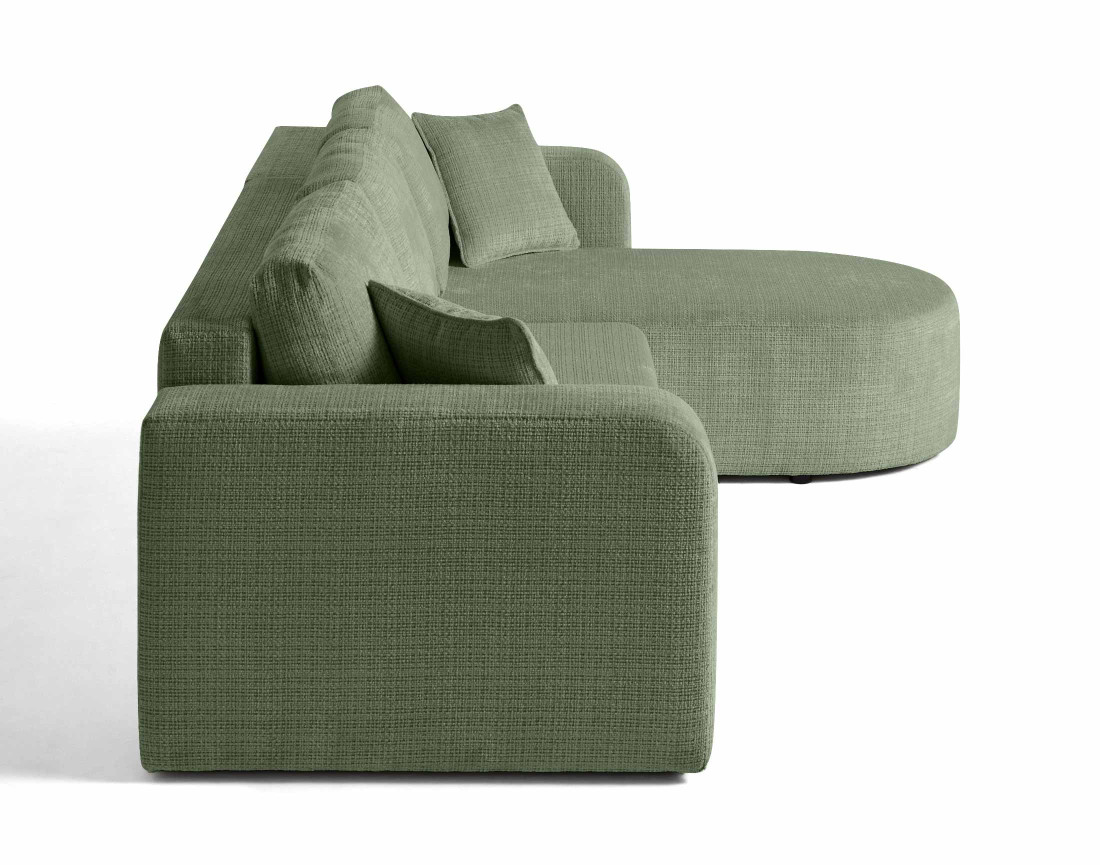 Canapé d'angle réversible 4 places convertible avec coffre en velours texturé Miro