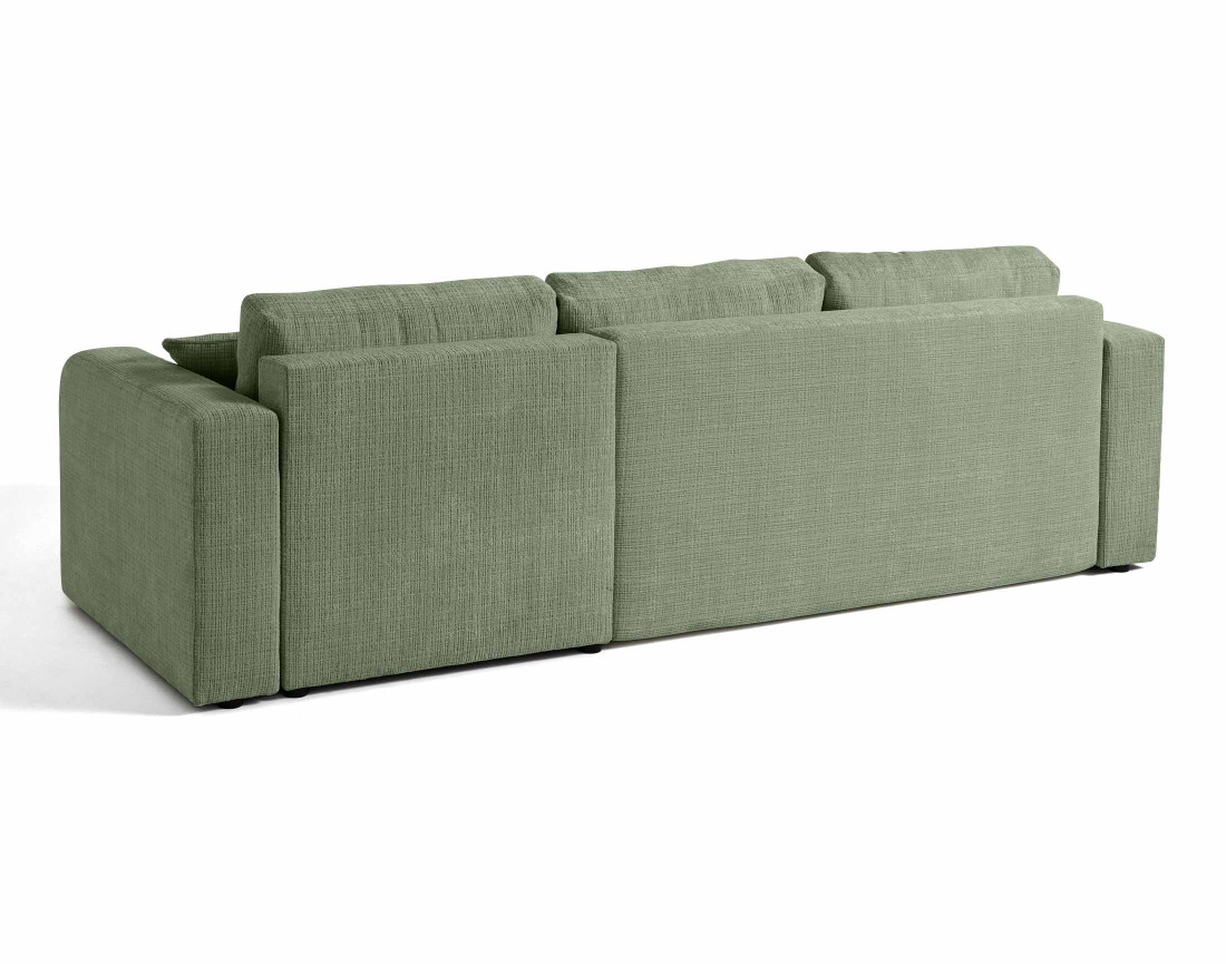 Canapé d'angle réversible 4 places convertible avec coffre en velours texturé Miro