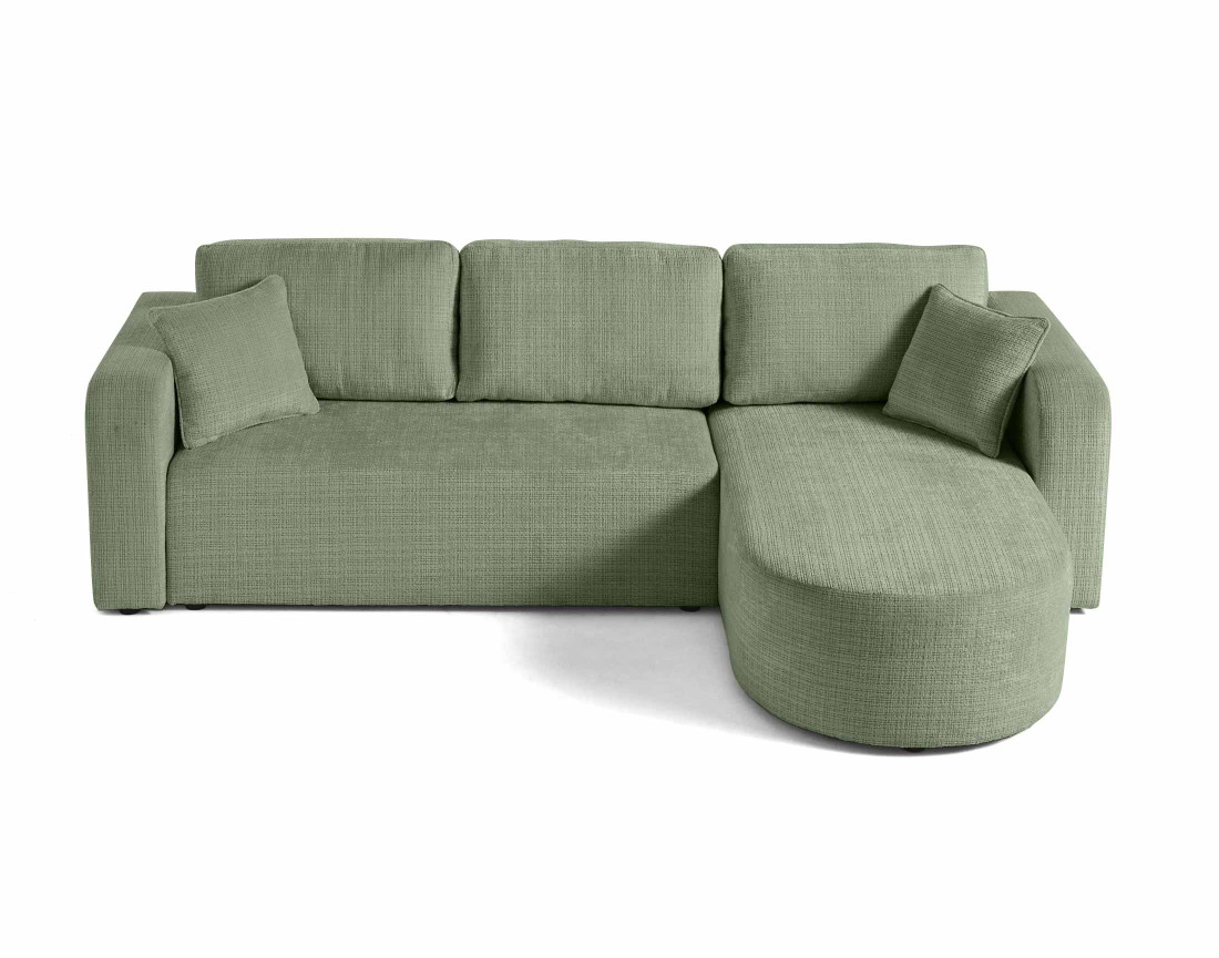 Canapé d'angle réversible 4 places convertible avec coffre en velours texturé Miro