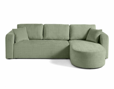 Canapé d'angle réversible 4 places convertible avec coffre en velours texturé Miro