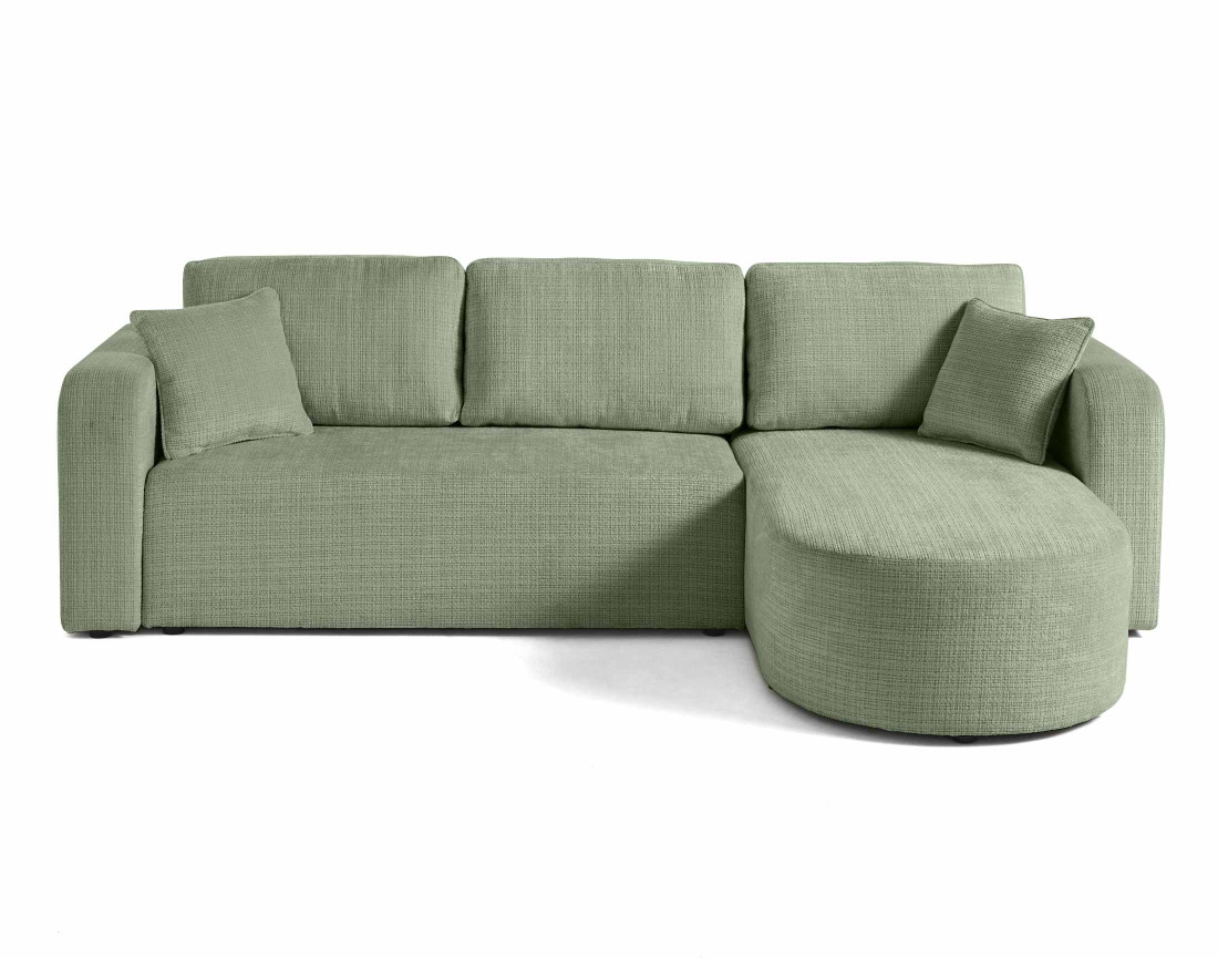 Canapé d'angle réversible 4 places convertible avec coffre en velours texturé Miro