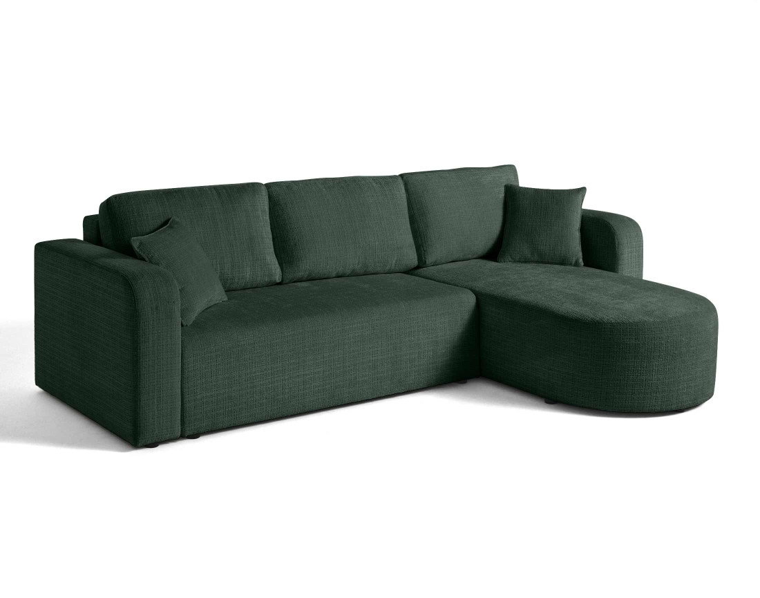 Canapé d'angle réversible 4 places convertible avec coffre en velours texturé Miro