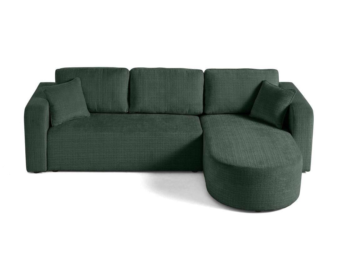 Canapé d'angle réversible 4 places convertible avec coffre en velours texturé Miro