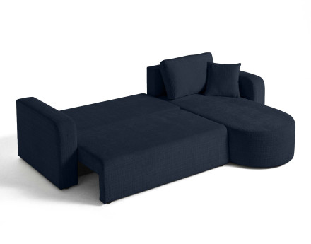 Canapé d'angle réversible 4 places convertible avec coffre en velours texturé Miro