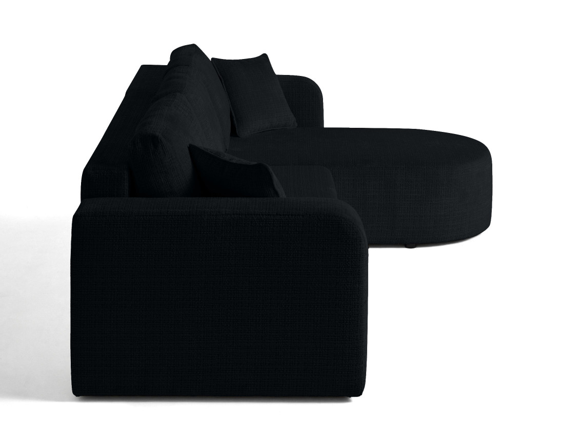 Canapé d'angle réversible 4 places convertible avec coffre en velours texturé Miro