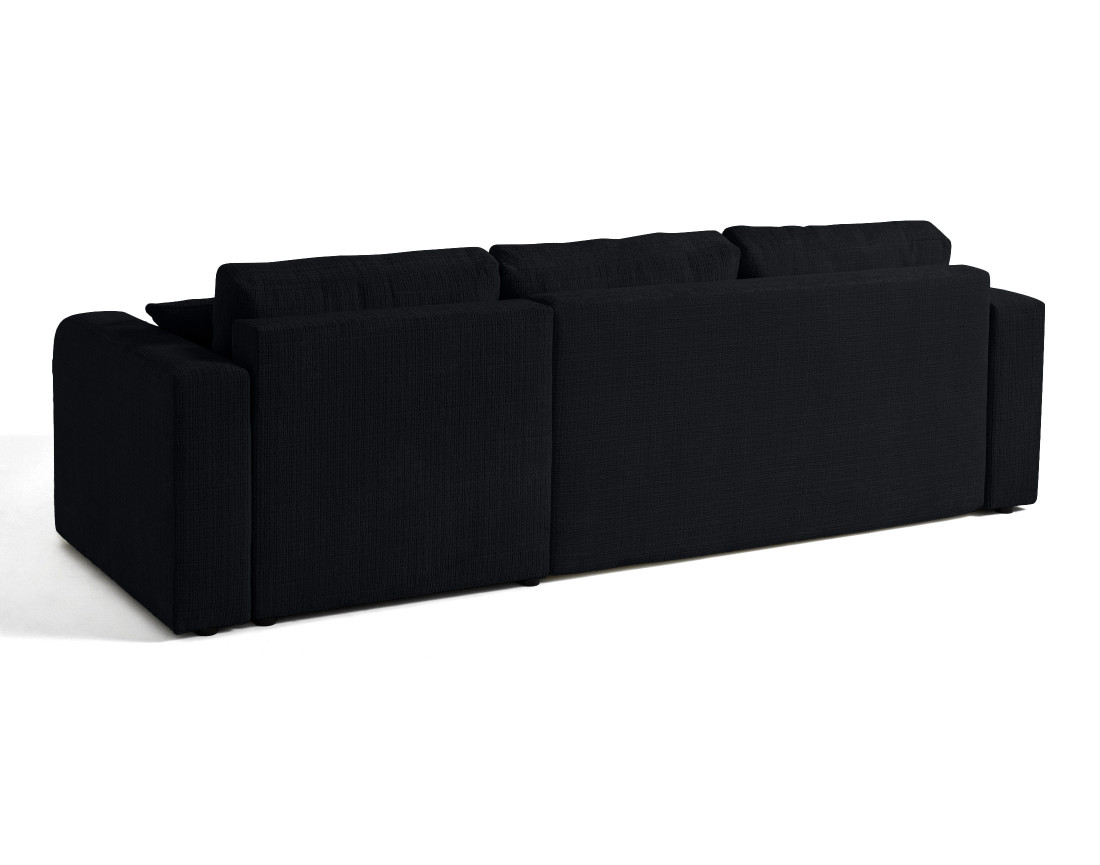 Canapé d'angle réversible 4 places convertible avec coffre en velours texturé Miro