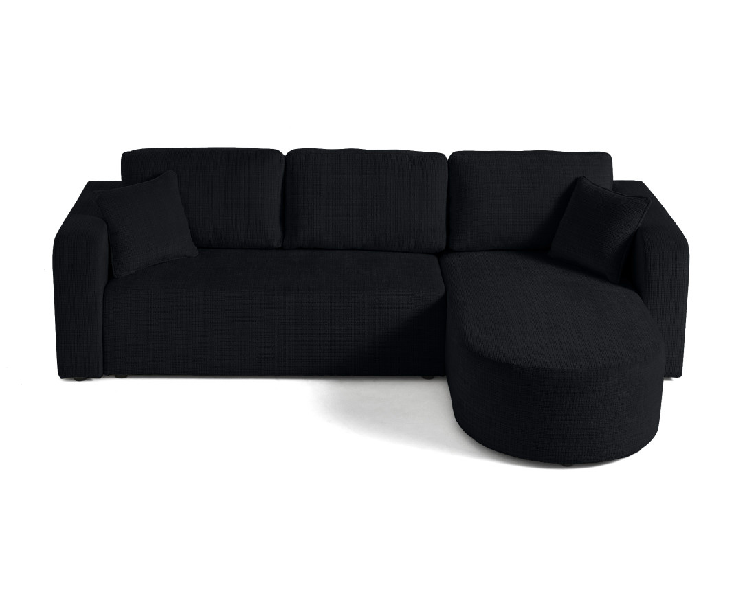 Canapé d'angle réversible 4 places convertible avec coffre en velours texturé Miro