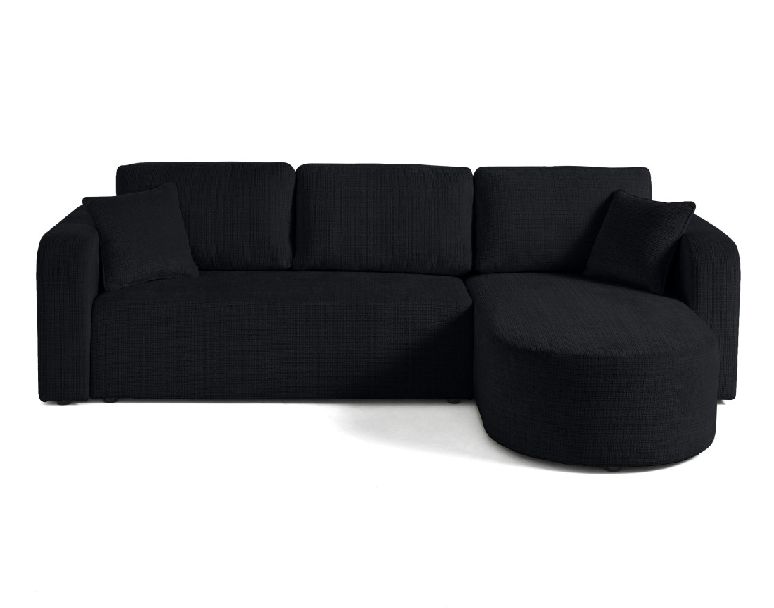 Canapé d'angle réversible 4 places convertible avec coffre en velours texturé Miro