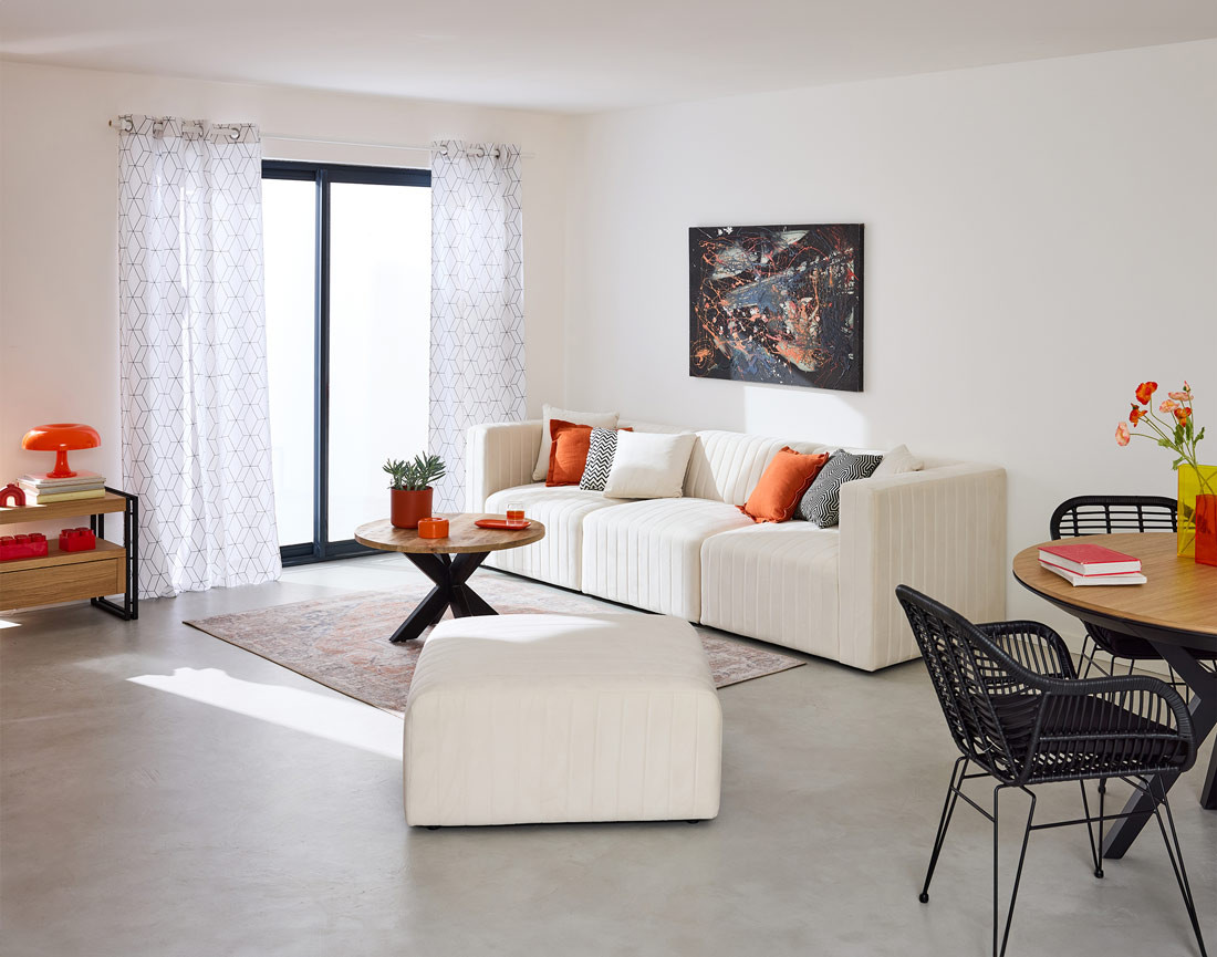 Pouf modulable en velours Nova