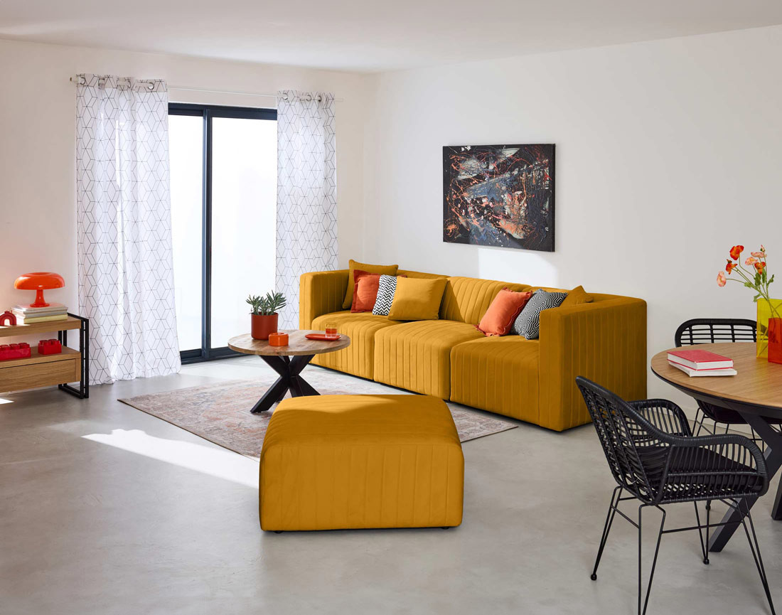 Pouf modulable en velours Nova