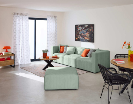 Pouf modulable en velours Nova