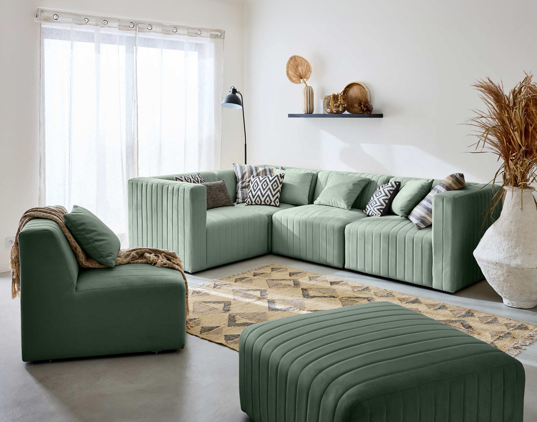 Pouf modulable en velours Nova