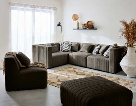 Module d'assise d'angle réversible en velours Nova