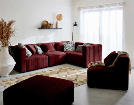 Module d'assise gauche en velours Nova