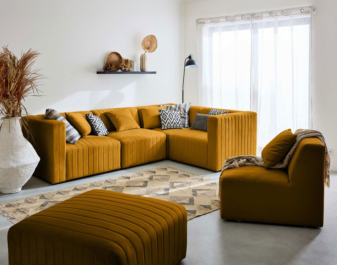 Module d'assise gauche en velours Nova