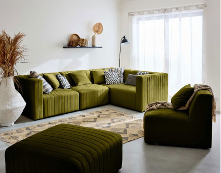 Module d'assise gauche en velours Nova