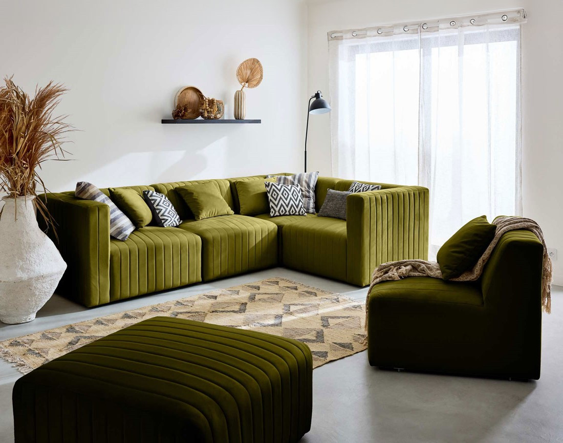 Module d'assise gauche en velours Nova