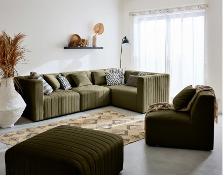 Module d'assise gauche en velours Nova