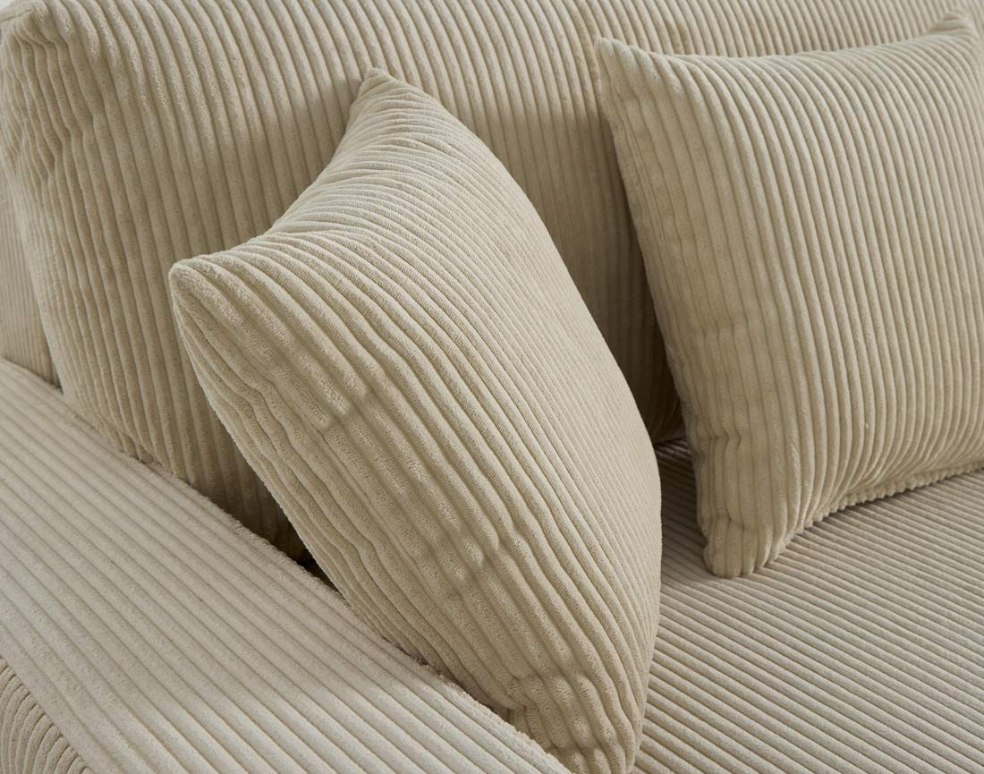 Canapé panoramique en U 7 places convertible avec coffre en velours côtelé Pivoine