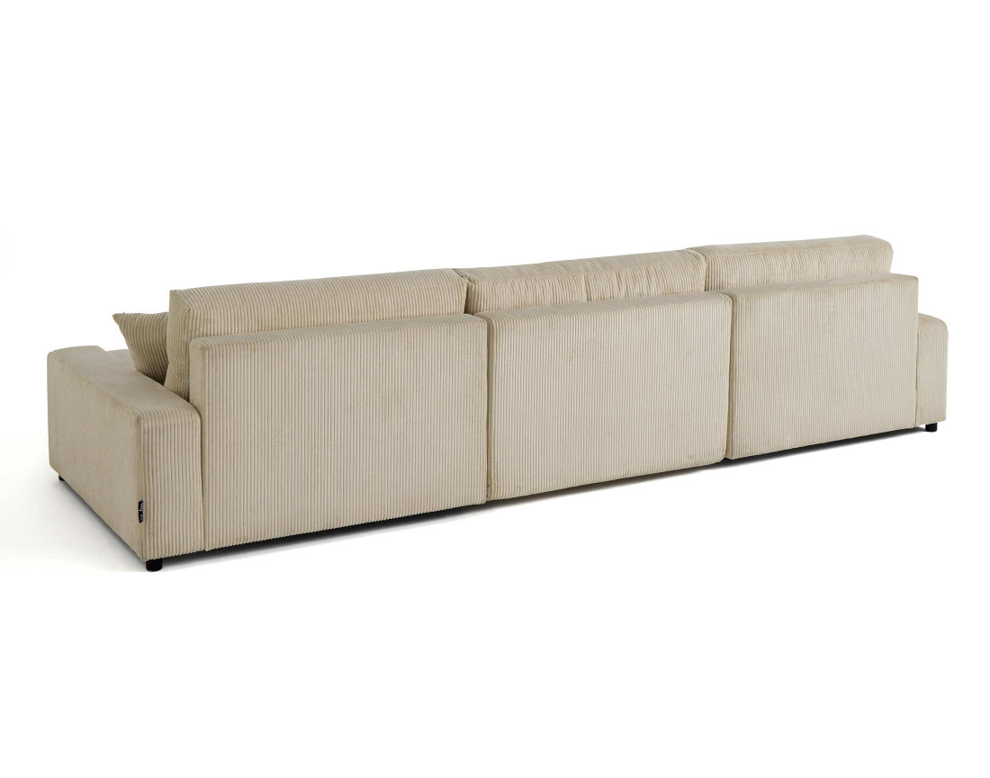 Canapé panoramique en U 7 places convertible avec coffre en velours côtelé Pivoine