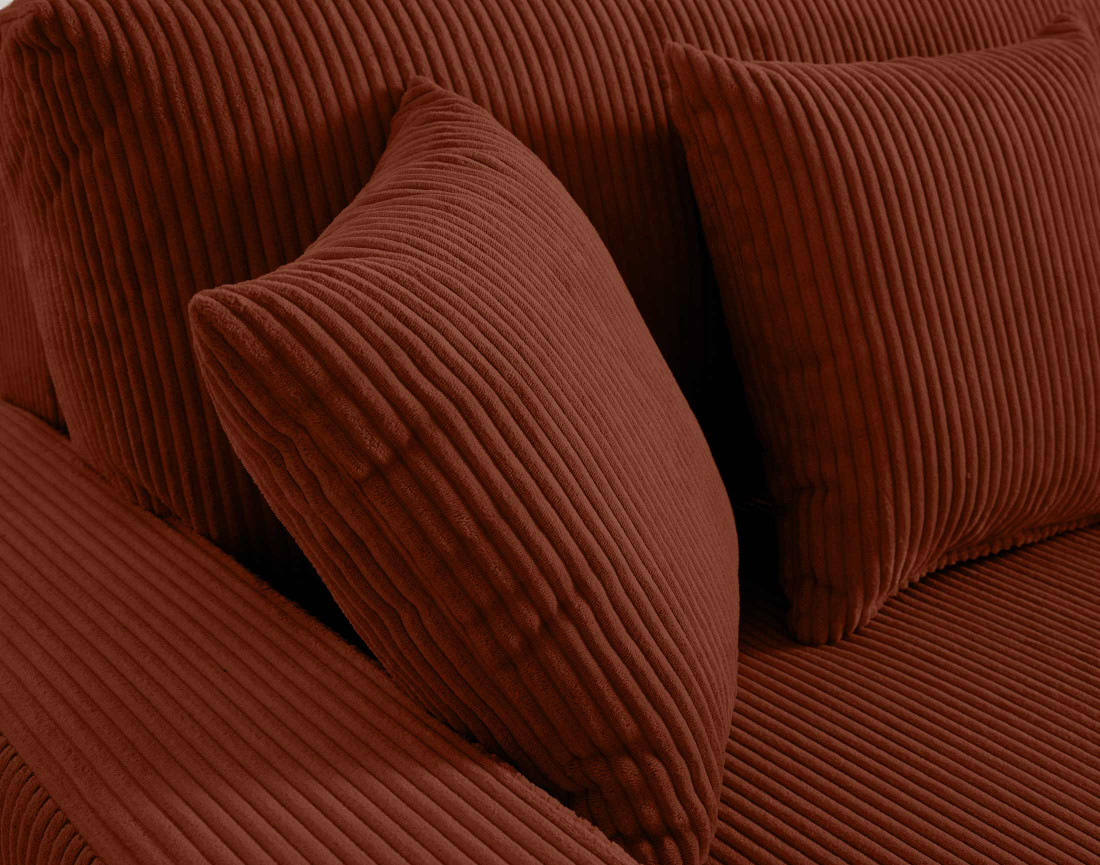 Canapé panoramique en U 7 places convertible avec coffre en velours côtelé Pivoine