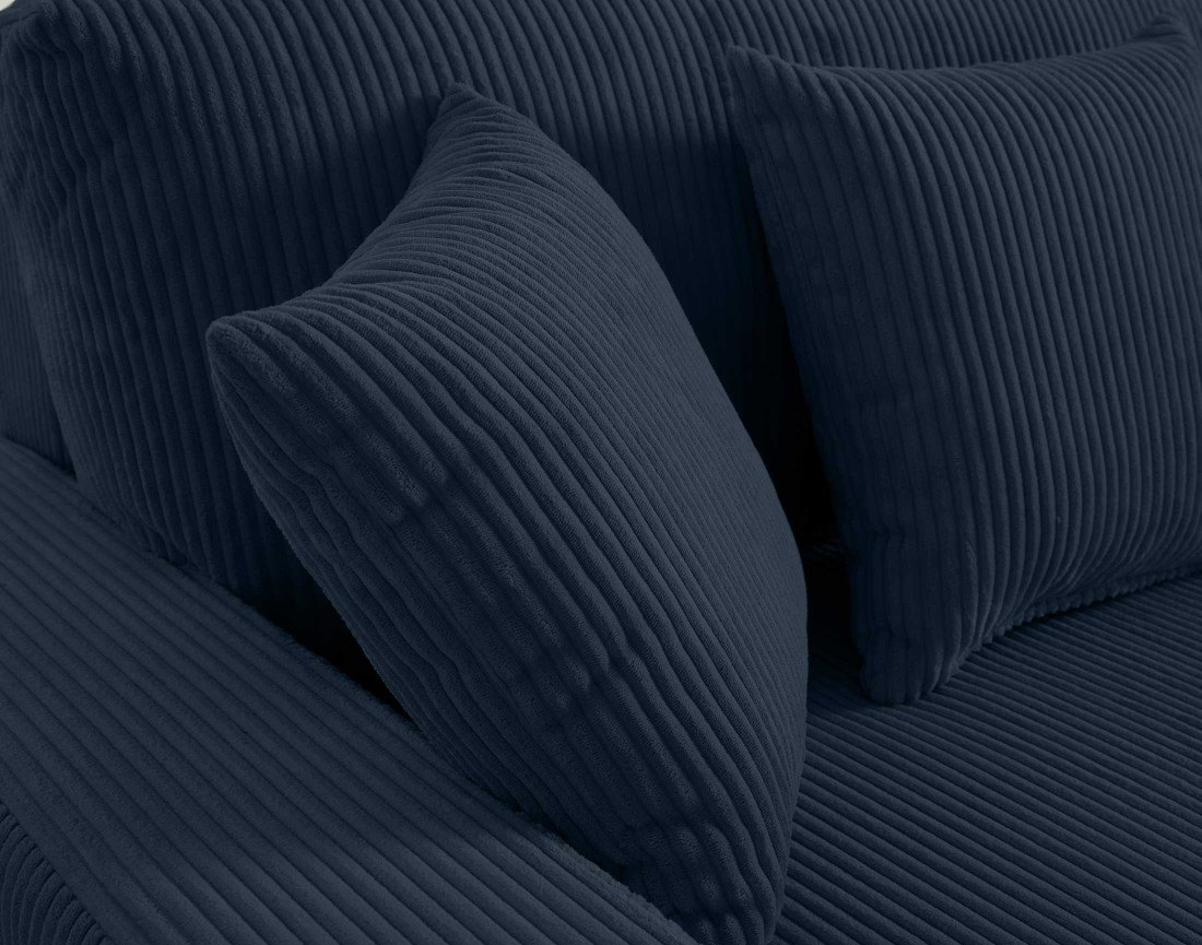 Canapé panoramique en U 7 places convertible avec coffre en velours côtelé Pivoine