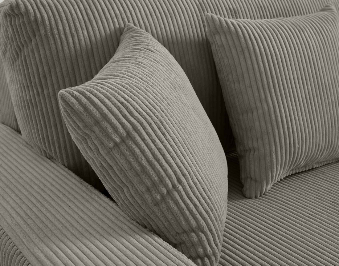 Canapé panoramique en U 7 places convertible avec coffre en velours côtelé Pivoine