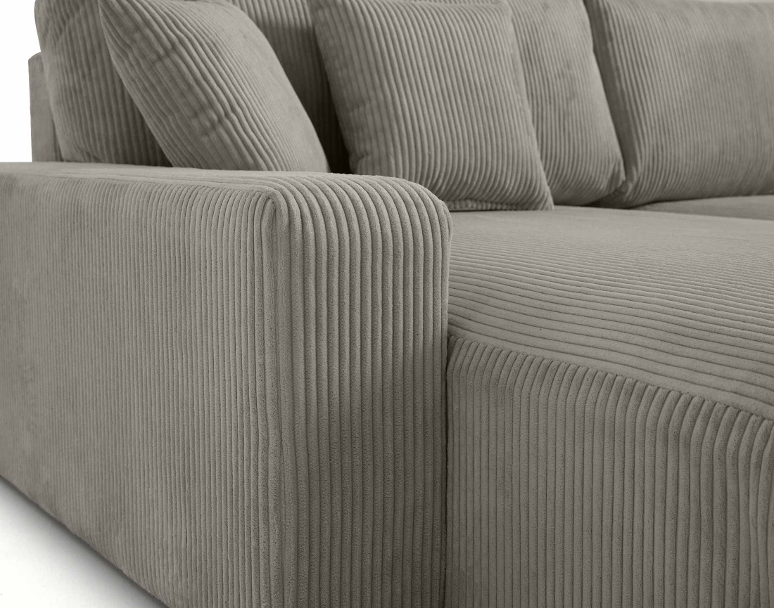 Canapé panoramique en U 7 places convertible avec coffre en velours côtelé Pivoine