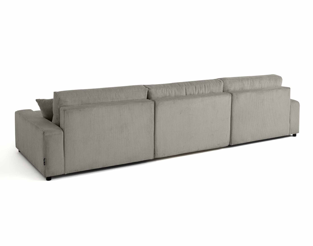 Canapé panoramique en U 7 places convertible avec coffre en velours côtelé Pivoine
