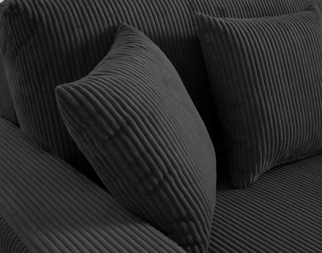 Canapé panoramique en U 7 places convertible avec coffre en velours côtelé Pivoine