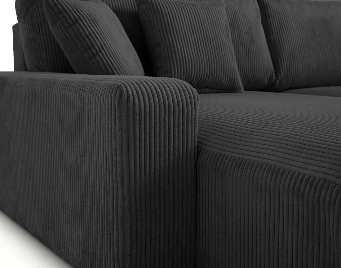 Canapé panoramique en U 7 places convertible avec coffre en velours côtelé Pivoine