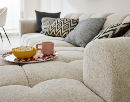 Canapé d'angle droit 4 places en tissu texturé Ray