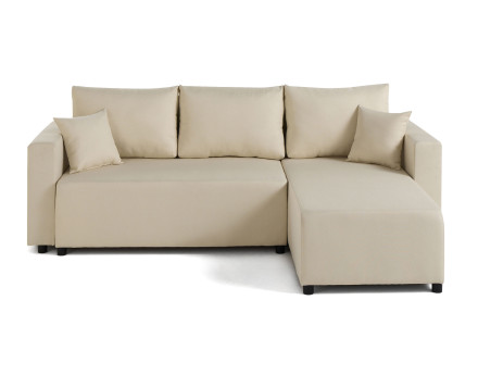 Canapé d'angle réversible 4 places convertible avec coffre en tissu Regala