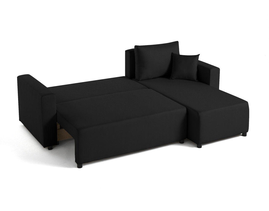 Canapé d'angle réversible 4 places convertible avec coffre en tissu Regala
