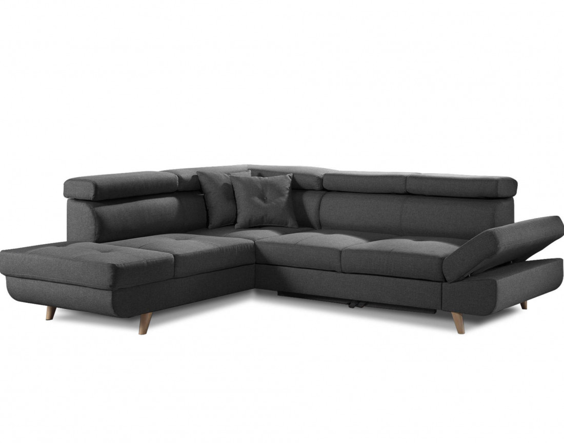 Linea - Canapé d'angle gauche convertible scandinave - L 252 x P 190cm