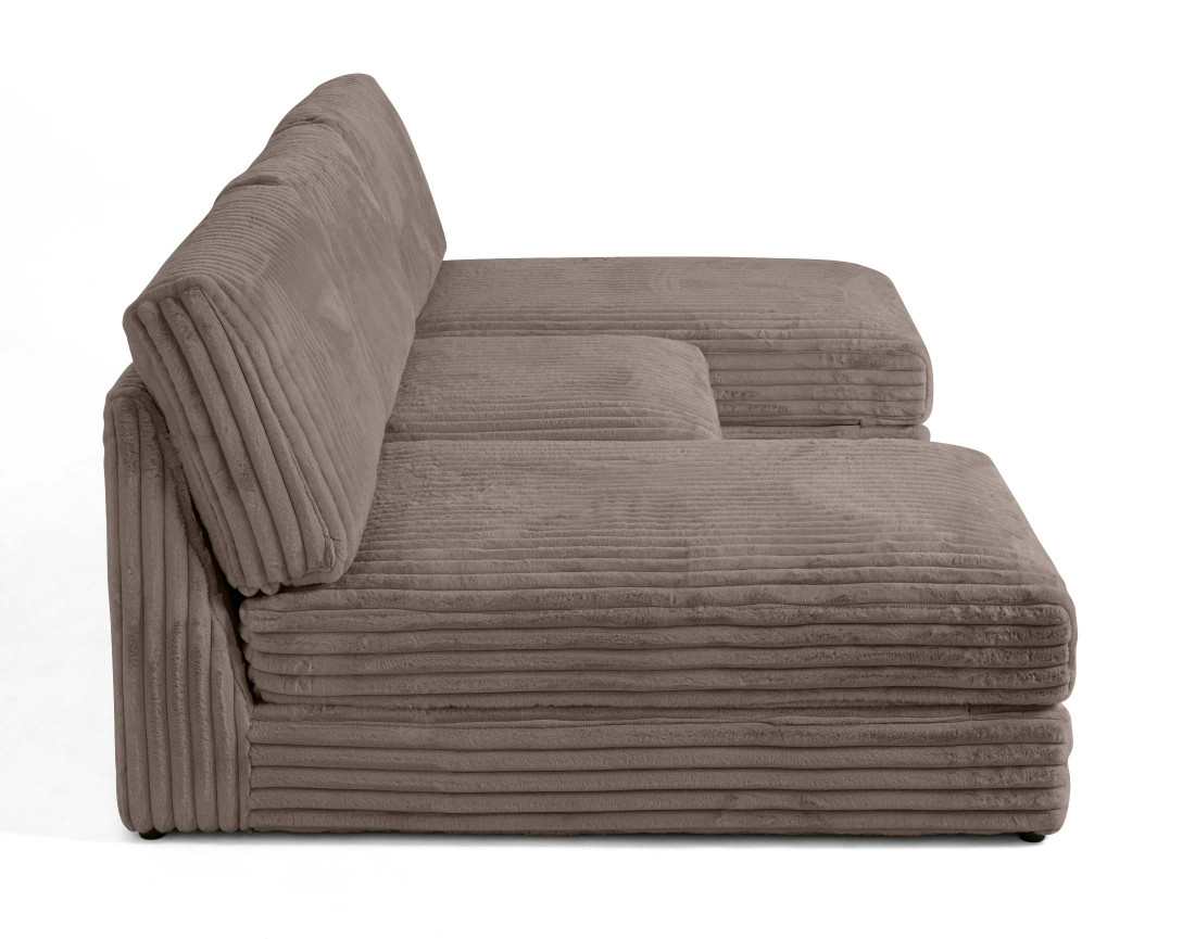 Canapé panoramique modulable en fausse fourrure côtelée