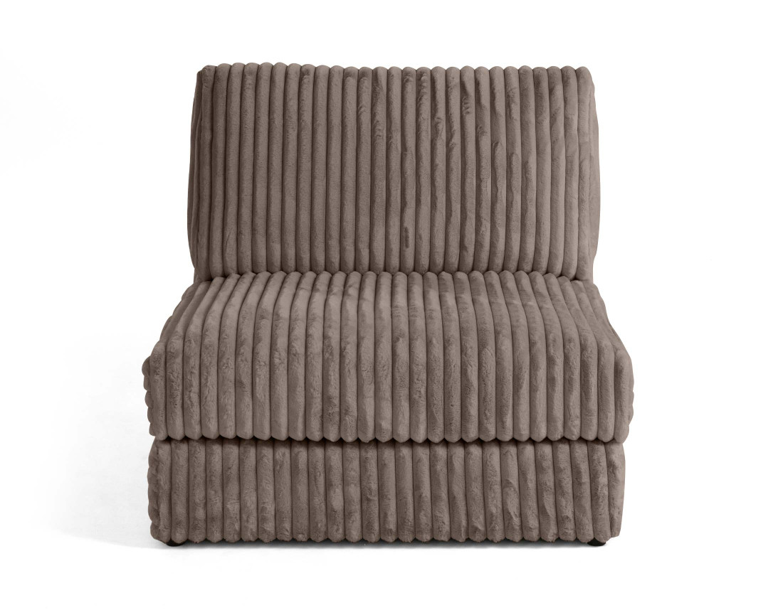 Module d'assise sans accoudoirs en fausse fourrure côtelée Jasper