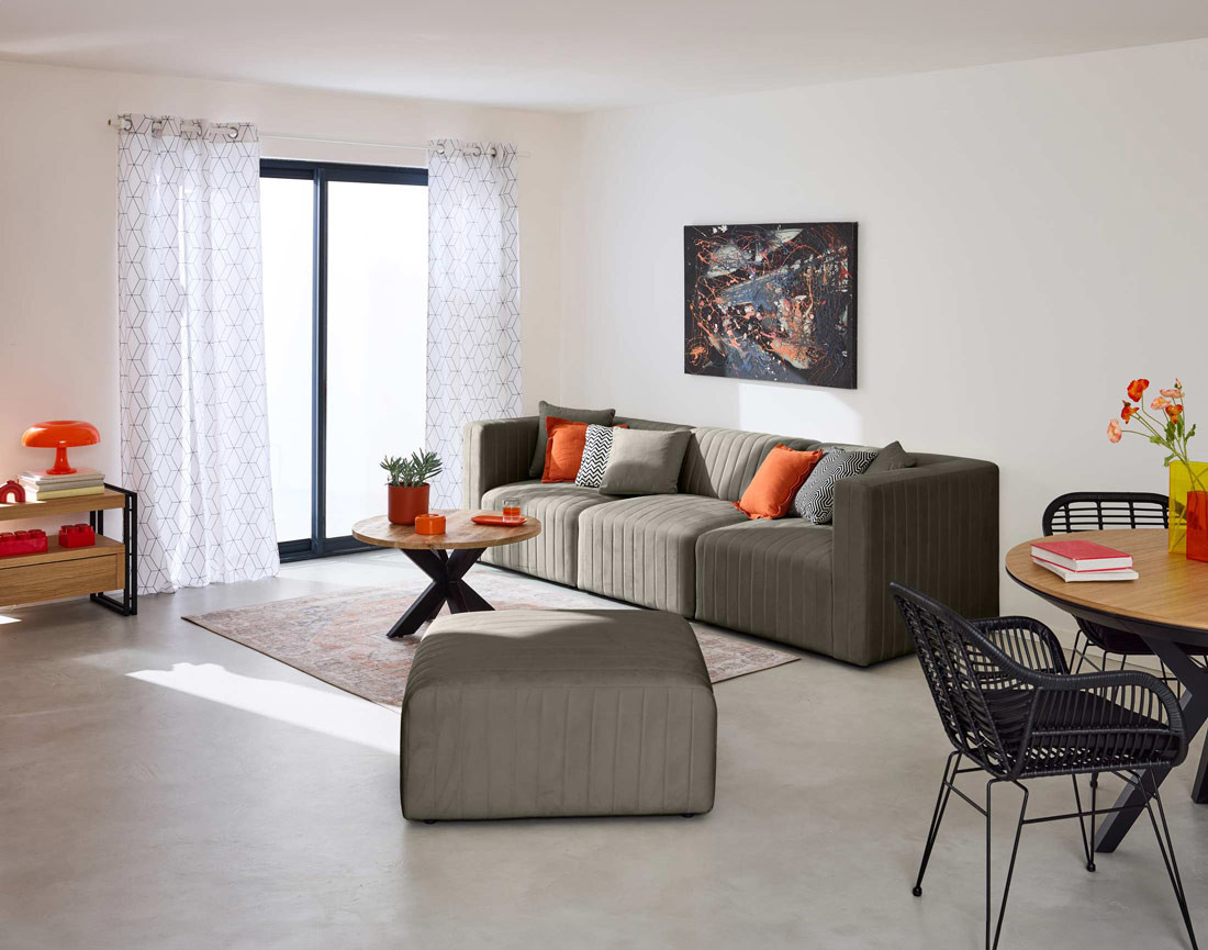 Canapé modulable 3 places en velours Nova