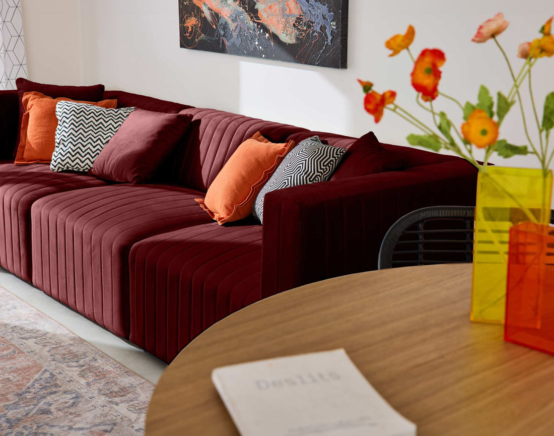 Canapé modulable 3 places en velours Nova