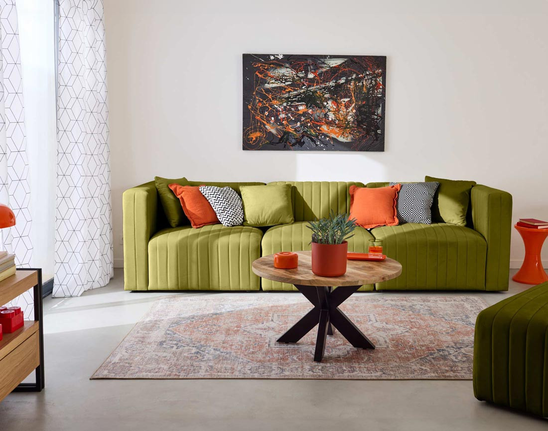 Canapé modulable 3 places en velours Nova